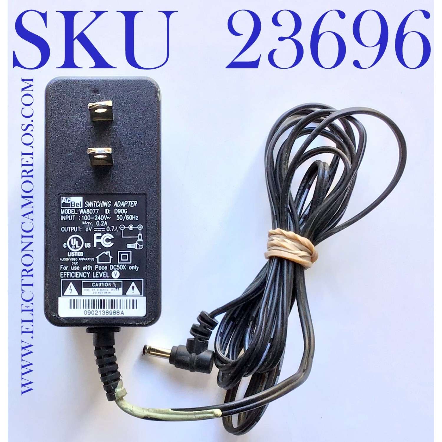 ADAPTADOR ACBEL D90G / 100-240V /  SALIDA VCD 6V - 0.7A / 50-60Hz / MODELO WA8077	
